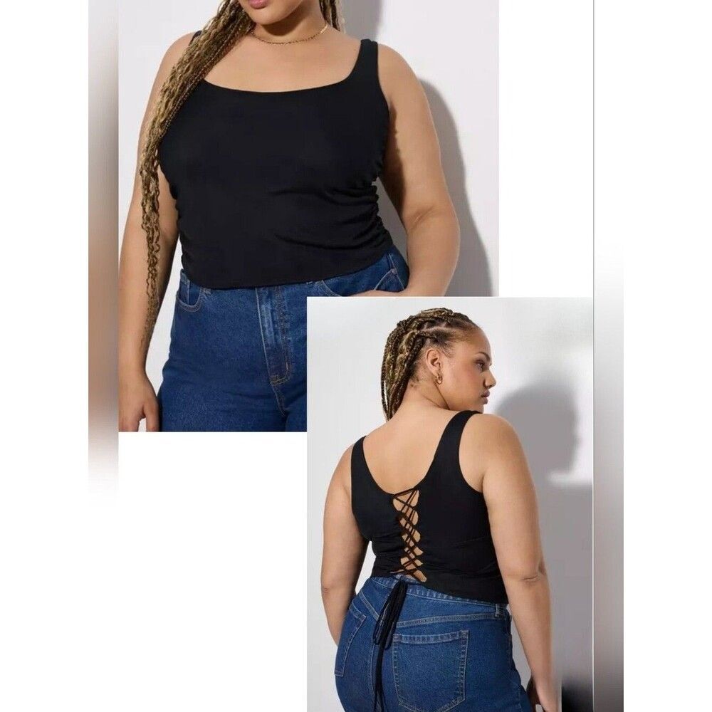 NWT Torrid Lovesick 1 Black Lace-Up Back Top 1610-